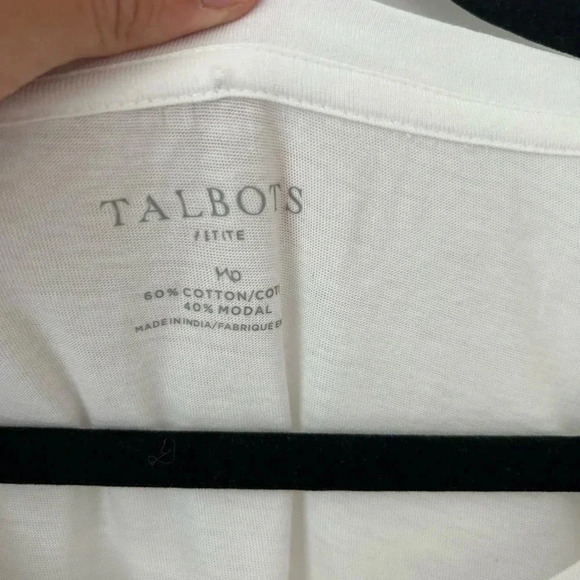 Talbots white top with lace sleeves cotton modal - Picture 4 of 8